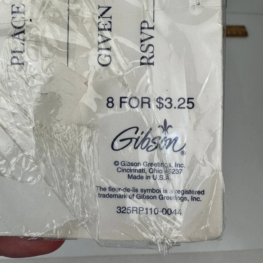 Gibson Vtg Pack of 8 Navy Blue You're Invited Mosaic Style Gold Metallic Accents